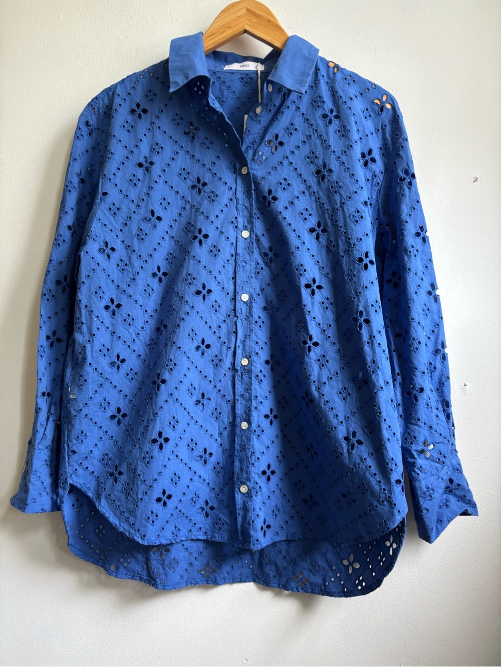 NWT Mango blue eyelet cotton shirt M